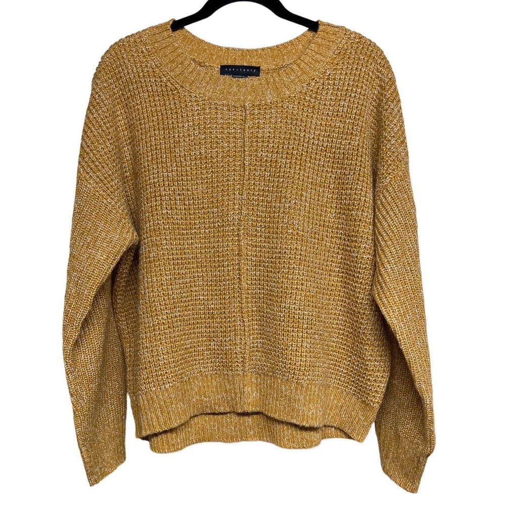 Sanctuary Sorry Not‎ Sorry Drop Shoulder Chunky Knit Sweater Yellow Women’s M
